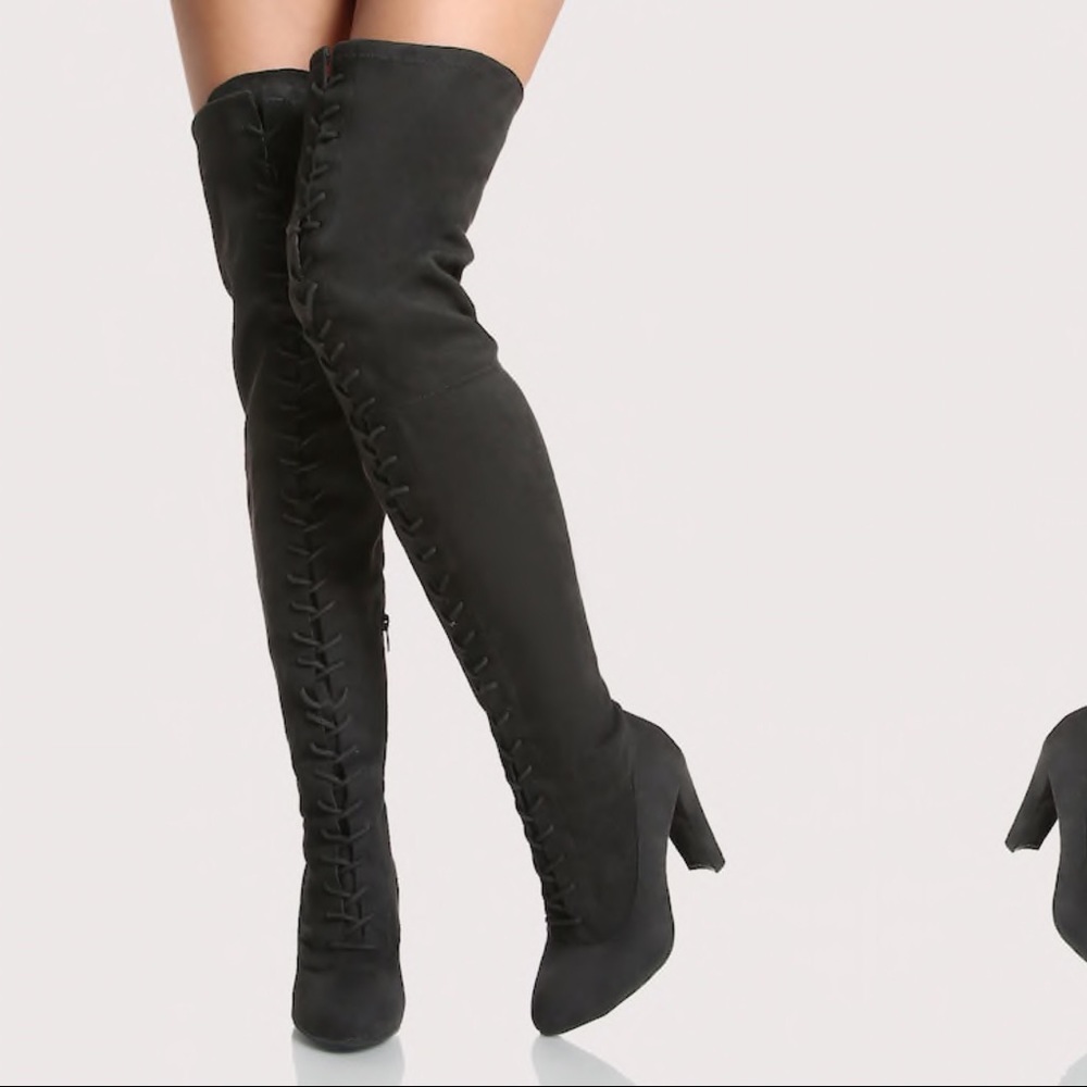✨SOLD ON MERCARI✨ Lace Up Thigh High Boots